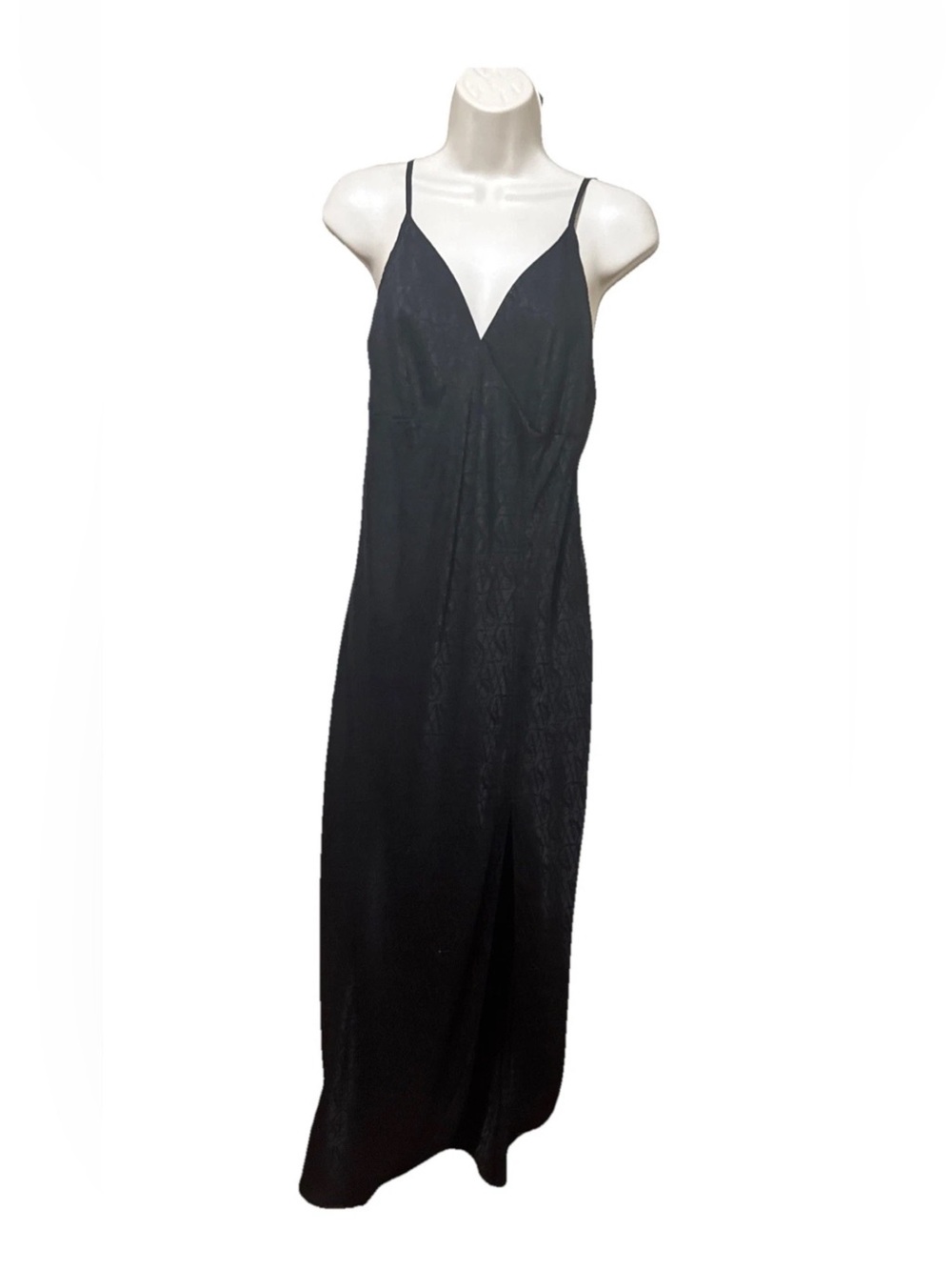 Victoria Secret Lingerie Chemise Slip Long Gown VS Logo Print Luxe High Slit La